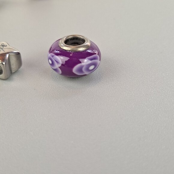 Silver Open Bracelet w/Removeable Lampwork Beads - Picture 8 of 11